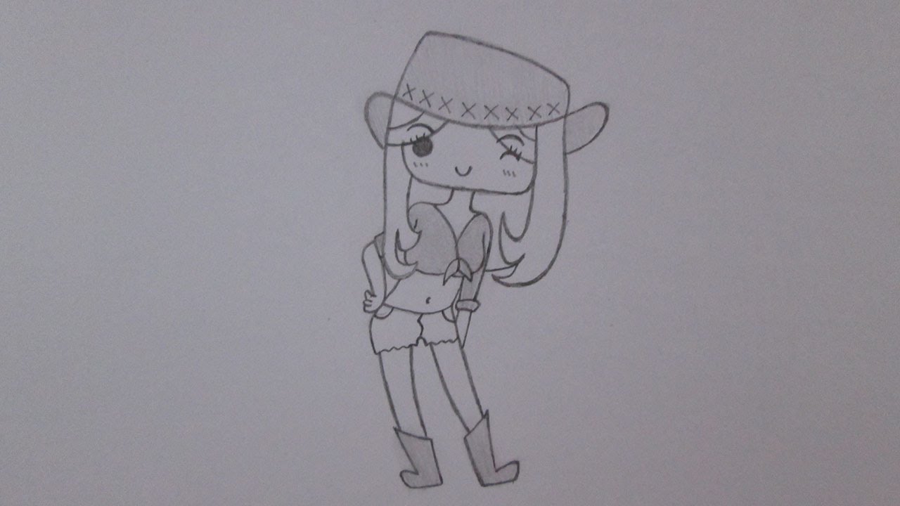 1280x720 How To Draw A Cowgirl - Cowgirl Drawing