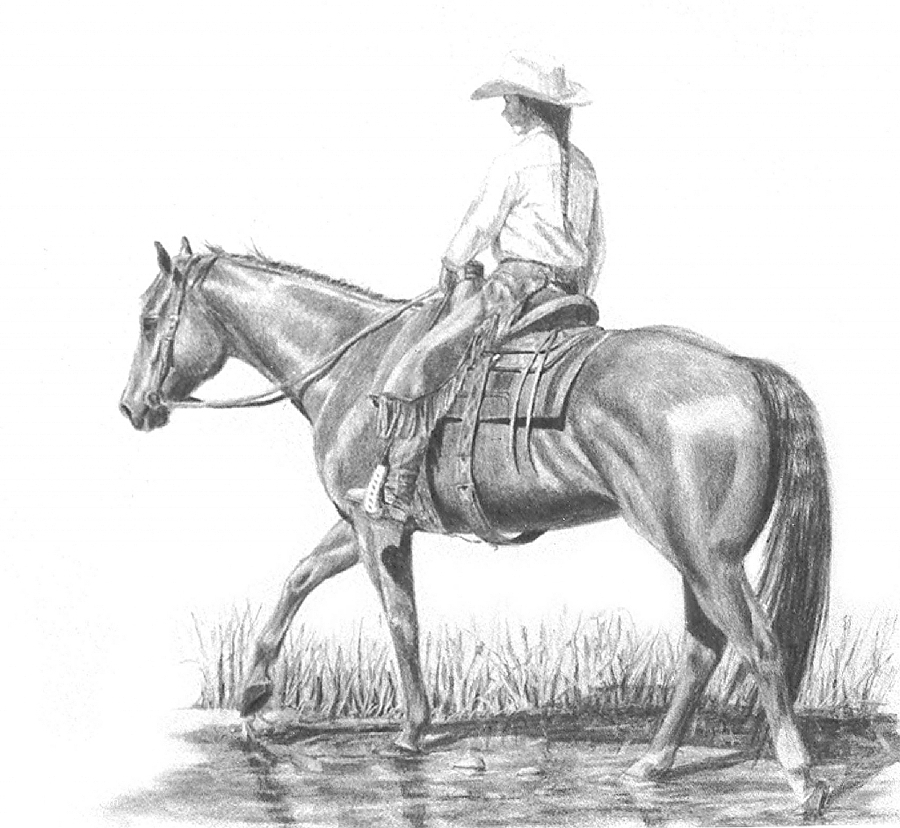 900x828 lorrie beck - Cowgirl Drawing