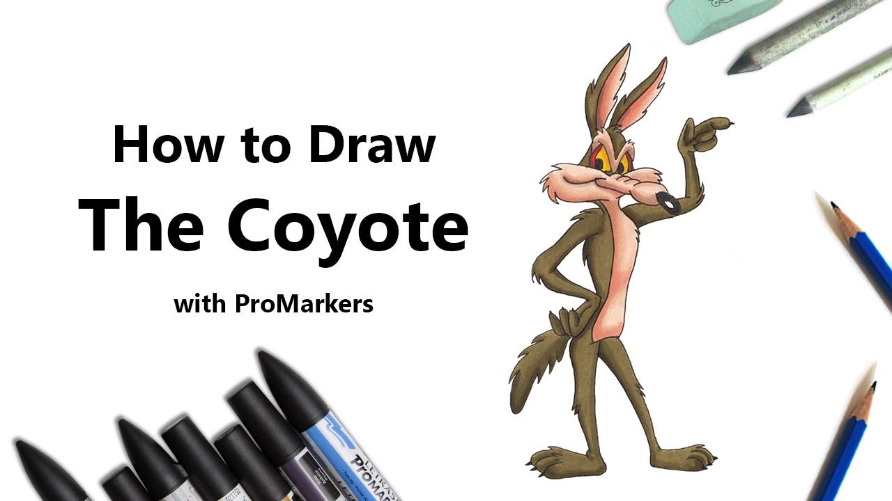 1280x720 how to draw and color the coyote with promarkers - Coyote Cartoon Drawing