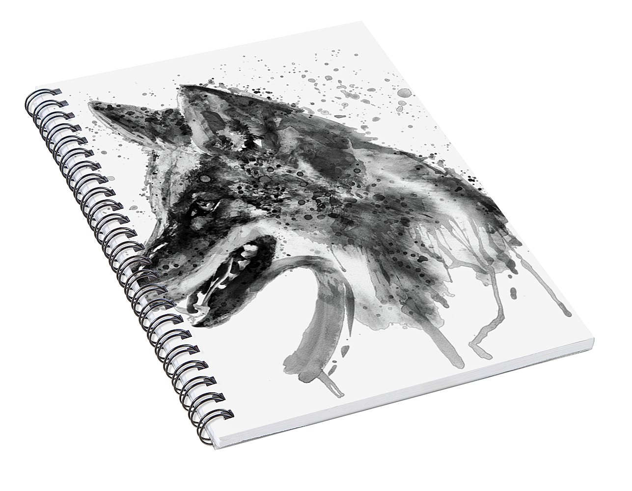 1287x1000 Coyote Head Black And White Spiral Notebook For Sale - Coyote Head Drawing