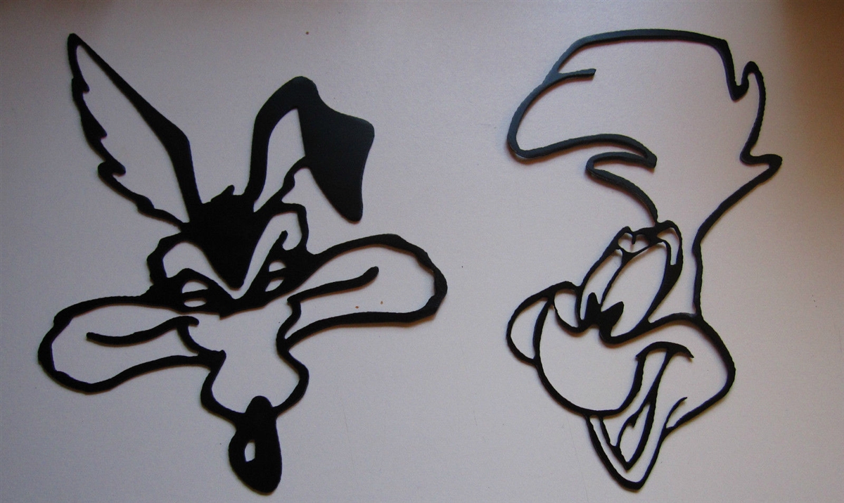 1200x715 Wile E Coyote And Roadrunner Heads Metal Wall Art - Coyote Head Drawing