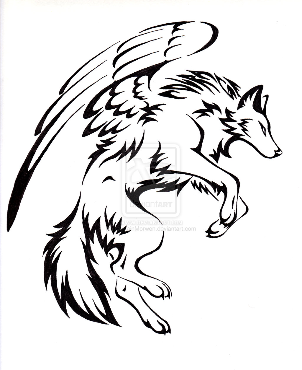 1024x1253 Winged Coyote Tattoo Design - Coyote Head Drawing