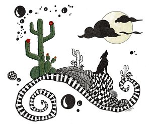 300x247 Coyote Drawings Fine Art America - Coyote Howling Drawing