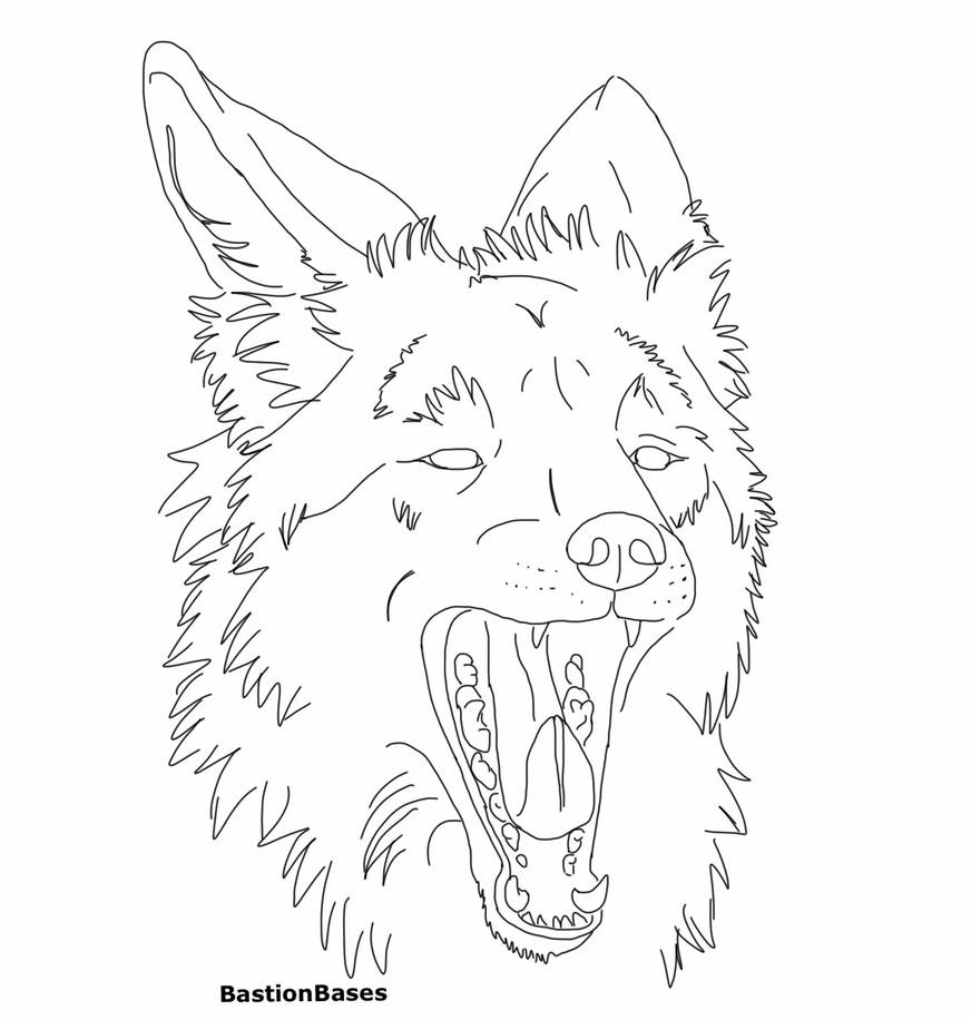872x916 Free Yawning Coyote Lineart - Coyote Line Drawing