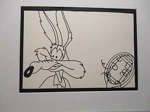 300x225 Wile Coyote Playing Tennis Looney Tunes Line Drawing Ebay - Coyote Line Drawing