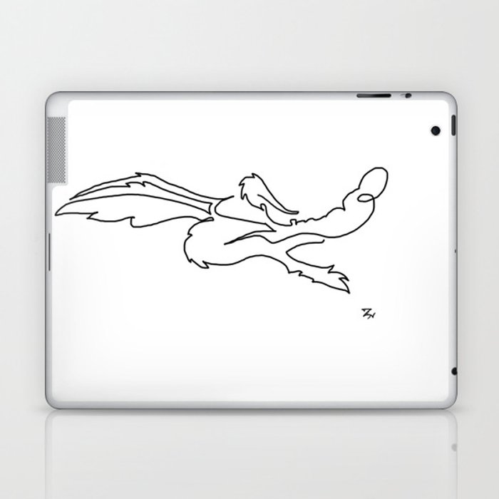 700x700 One Line Black Drawing Of Wile E Coyote Laptop Ipad Skin - Coyote Line Drawing