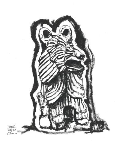 375x459 Aztec Coyote - Coyote Line Drawing