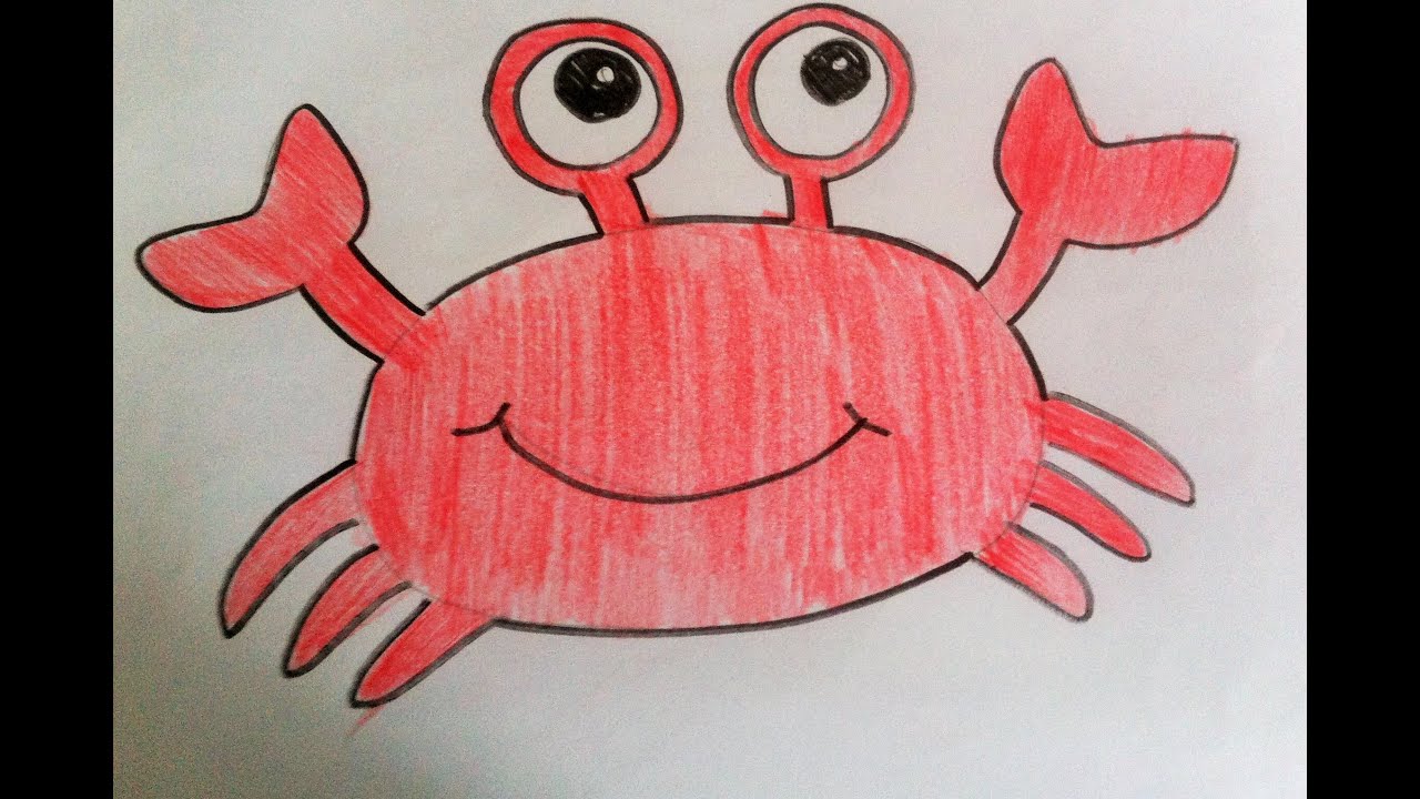 1280x720 How To Draw Cartoon Crab Easy Steps - Crab Drawing Easy