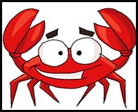 200x162 How To Draw Cartoon Crabs Realistic Crabs Drawing Tutorials - Crab Drawing For Kids