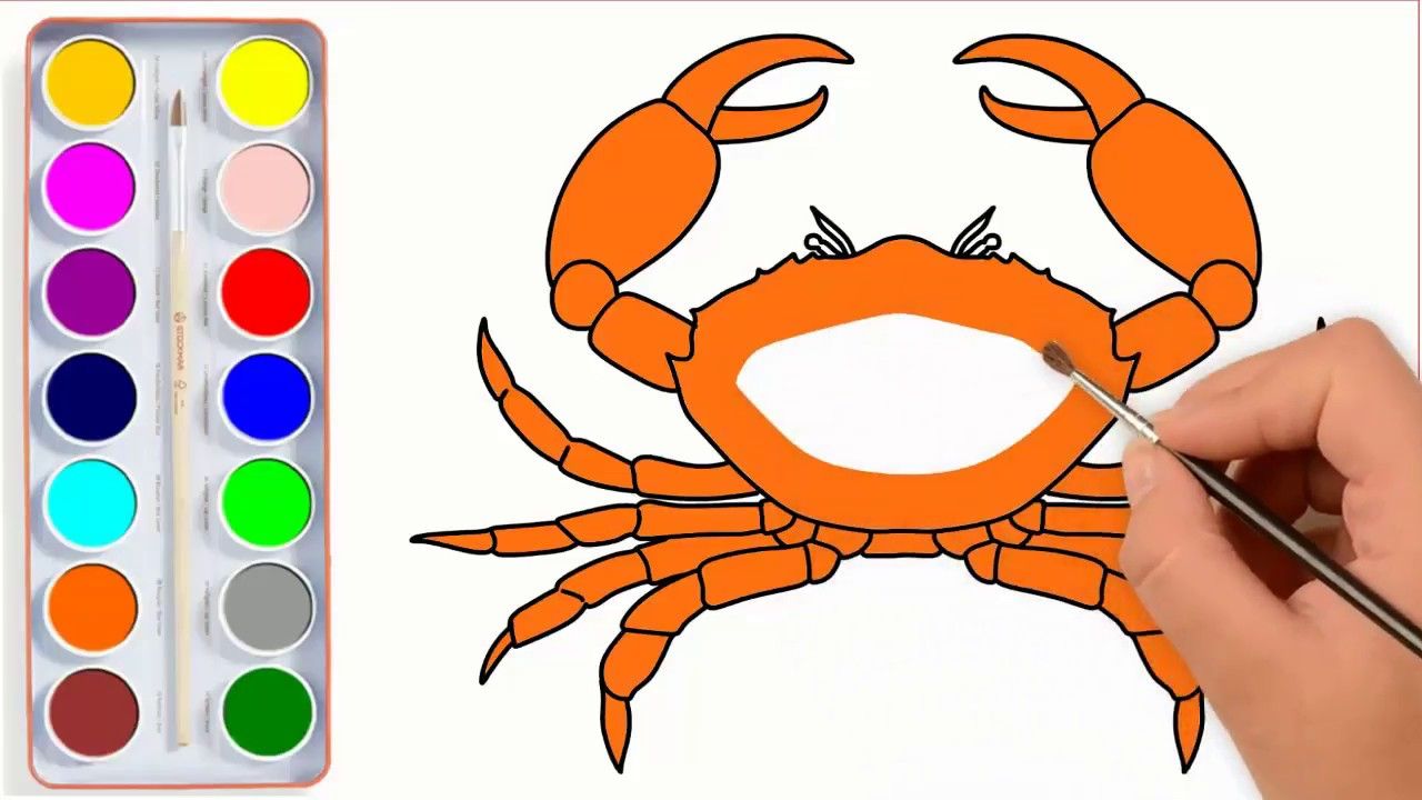 1280x720 How To Draw Crab Coloring Pages For Children Drawing For Kids - Crab Drawing For Kids