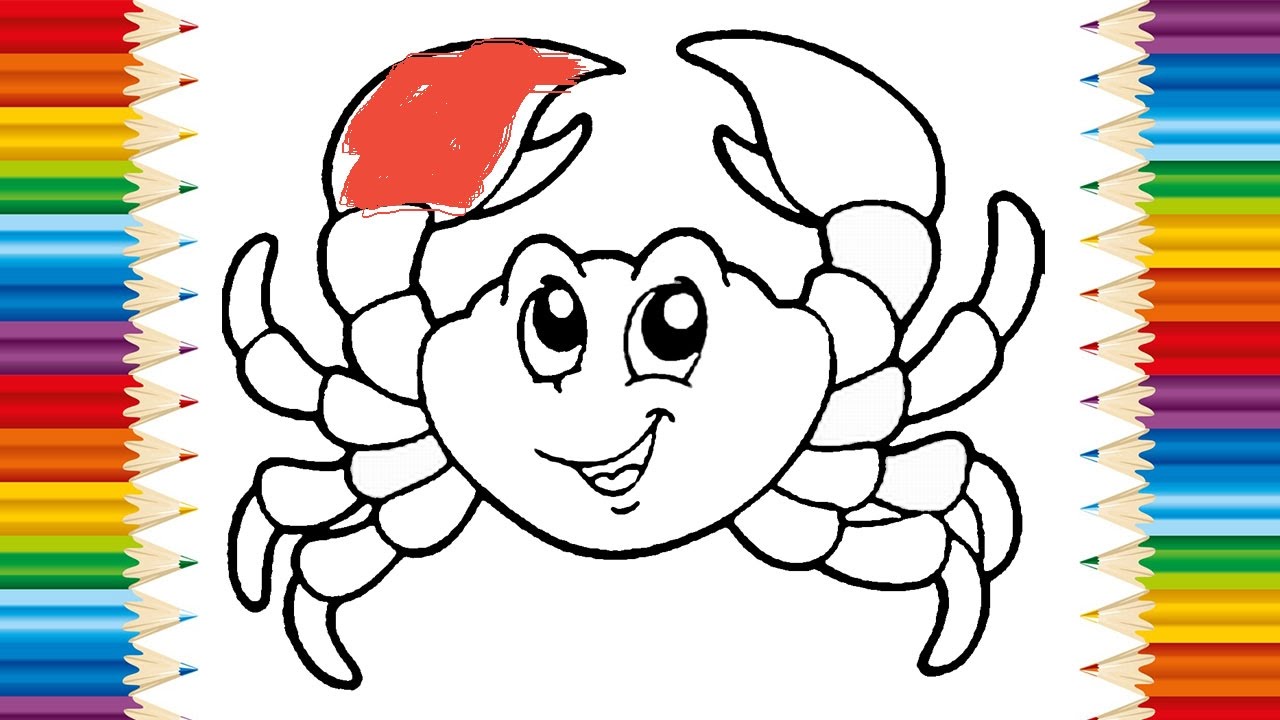 1280x720 Crab Coloring Pages For Kids And Learning How To Draw Crab Videos - Crab Drawing For Kids
