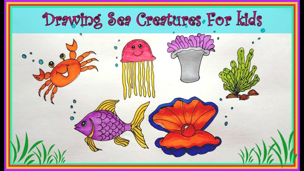 1280x720 How To Draw Fish,crab,jelly Fish For Kids,how To Draw Sea - Crab Drawing For Kids