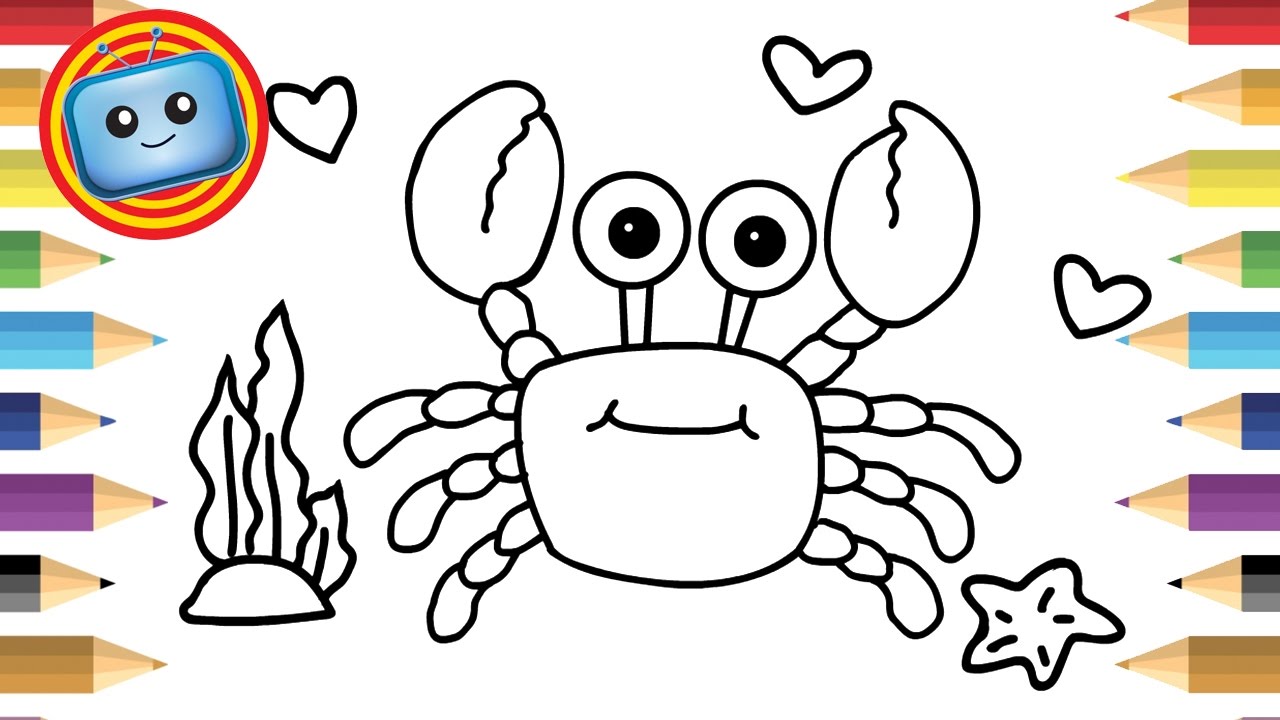 1280x720 How To Draw A Crab Simple Drawing Game For Kids Colouring Book - Crab Drawing For Kids