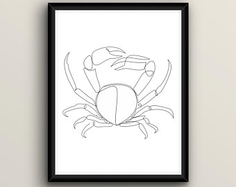 340x270 Crab Line Art Etsy - Crab Line Drawing