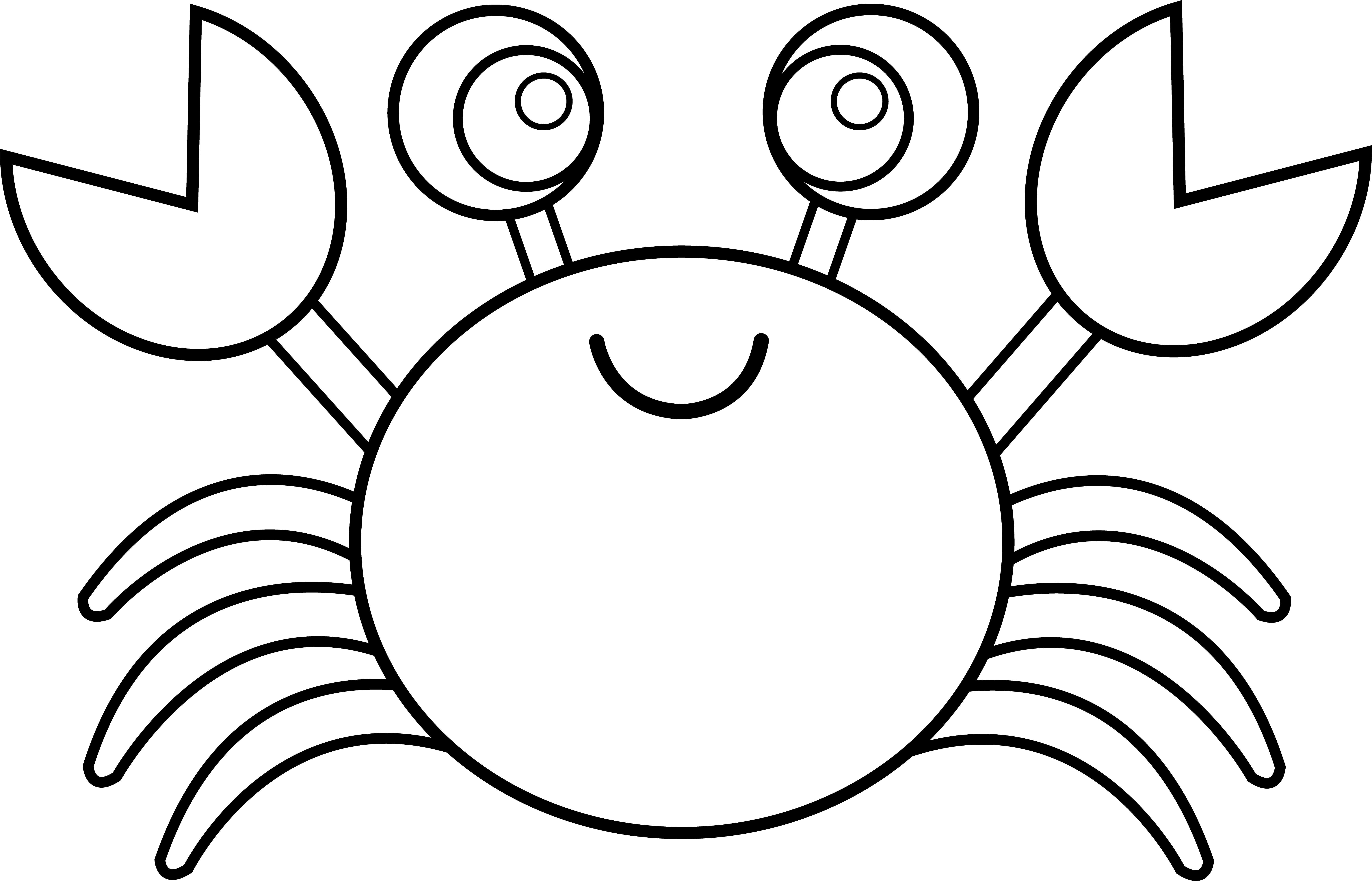 7494x4813 Cute Crab Line Art - Crab Line Drawing