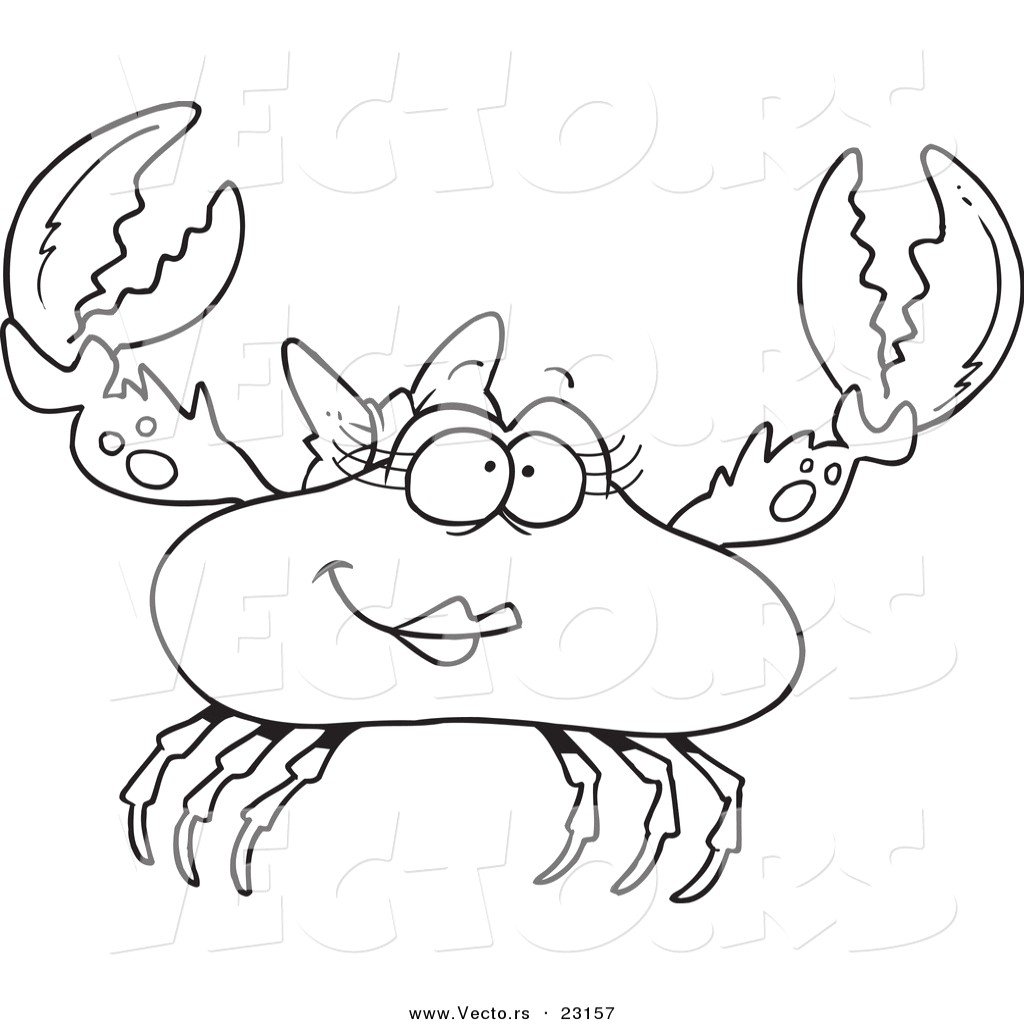 1024x1024 Vector Of A Cartoon Female Crab Coloring - Crab Outline Drawing