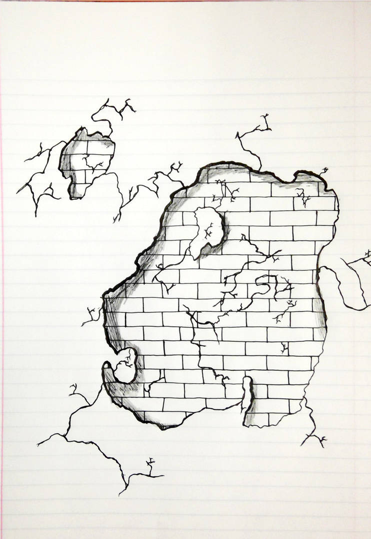 742x1077 Cracked Brick Wall - Cracked Brick Wall Drawing