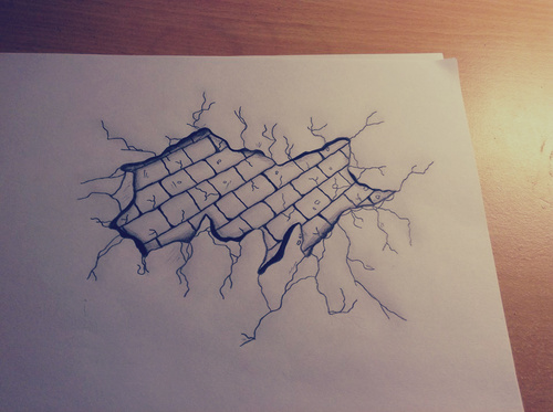 500x373 Draw Cracked Brick Wall Uploaded - Cracked Brick Wall Drawing