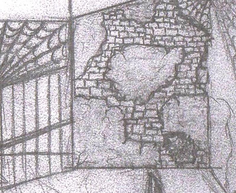 799x653 Drawn Brick Cracked Wall - Cracked Brick Wall Drawing