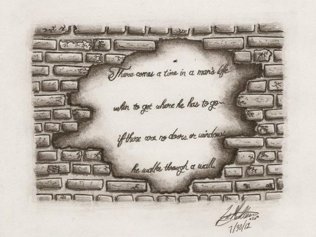 640x480 Drawn Brick Cracked Wall - Cracked Brick Wall Drawing