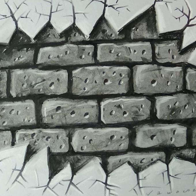 Cracked Brick Wall Drawing at PaintingValley.com | Explore collection ...