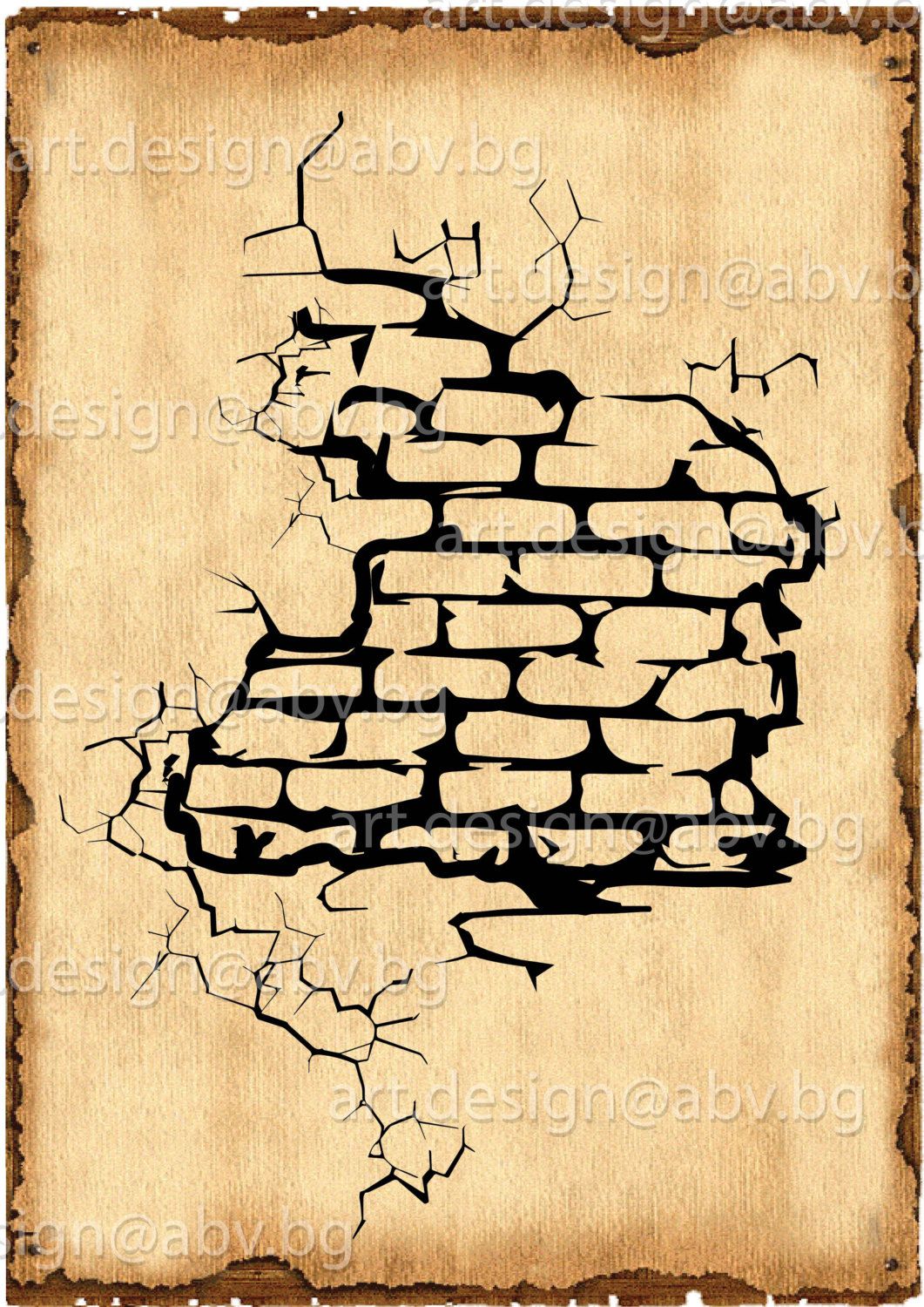 Cracked Brick Wall Drawing at Explore collection