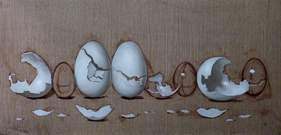 560x269 clinton t hobart's painting actually cracked eggs iv - Cracked Egg Drawing