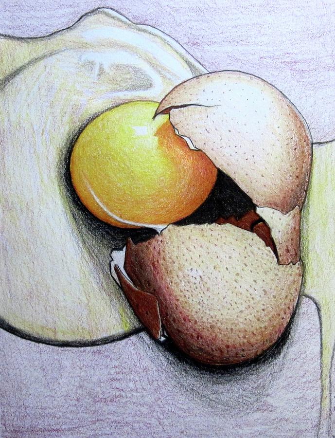 689x900 Cracked Egg Drawing - Cracked Egg Drawing
