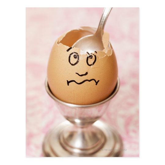 540x540 Cracked Egg With Face Drawn On It Postcard - Cracked Egg Drawing