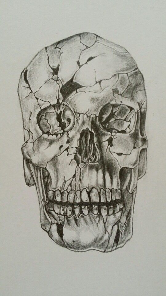 540x960 Cracked Skull Drawing, Pencil Art In General Drawings, Skull, Art - Cracked Skull Drawing