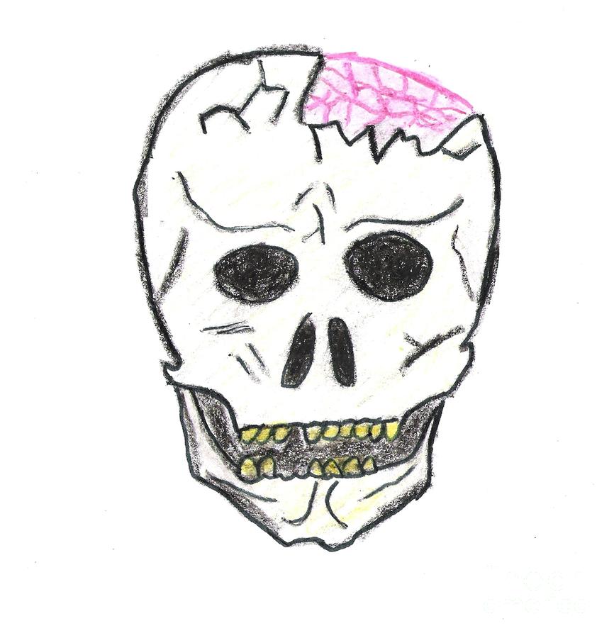 866x900 Cracked Skull Drawing - Cracked Skull Drawing