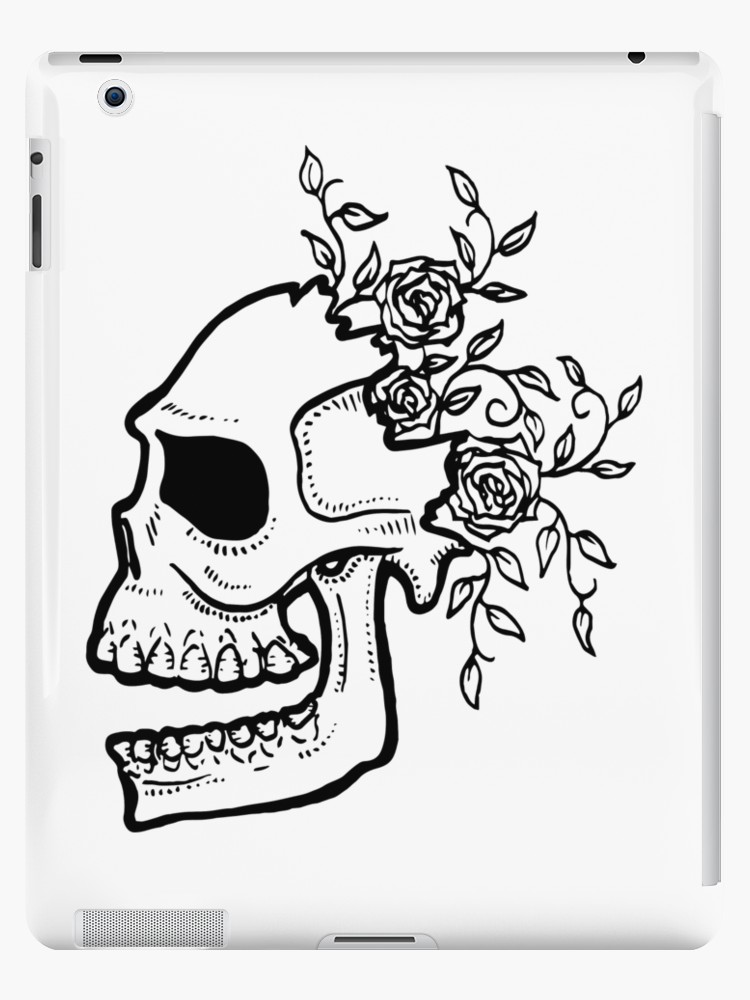 750x1000 Cracked Skull And Roses Ipad Cases Skins - Cracked Skull Drawing
