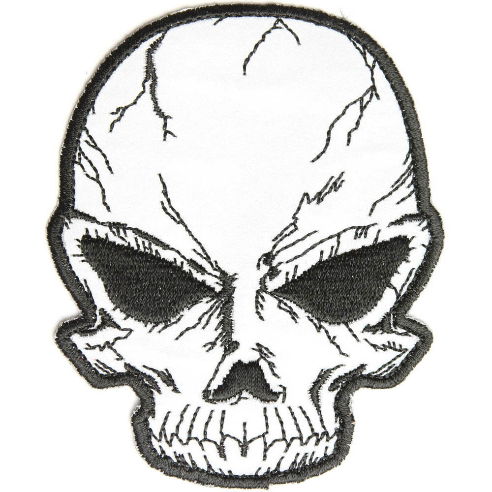1000x1000 embroidered reflective cracked skull sew or iron on patch biker - Cracked Skull Drawing