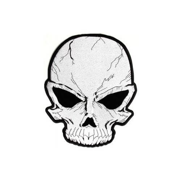625x625 Large Cracked Skull Iron On Patch Grey - Cracked Skull Drawing