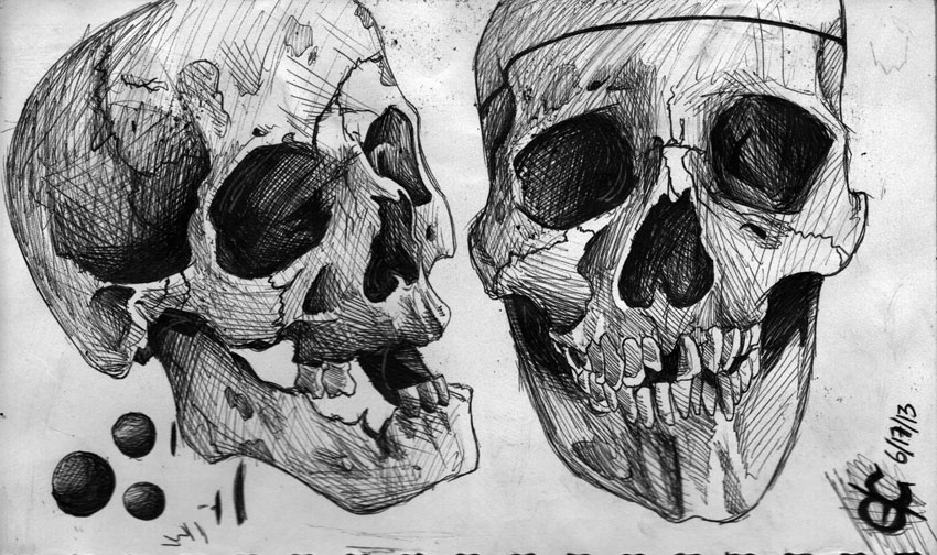 850x504 Skull Study Gabe O - Cracked Skull Drawing