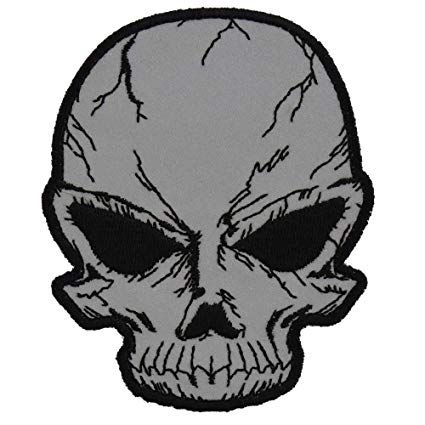 425x425 reflective small cracked skull patch - Cracked Skull Drawing