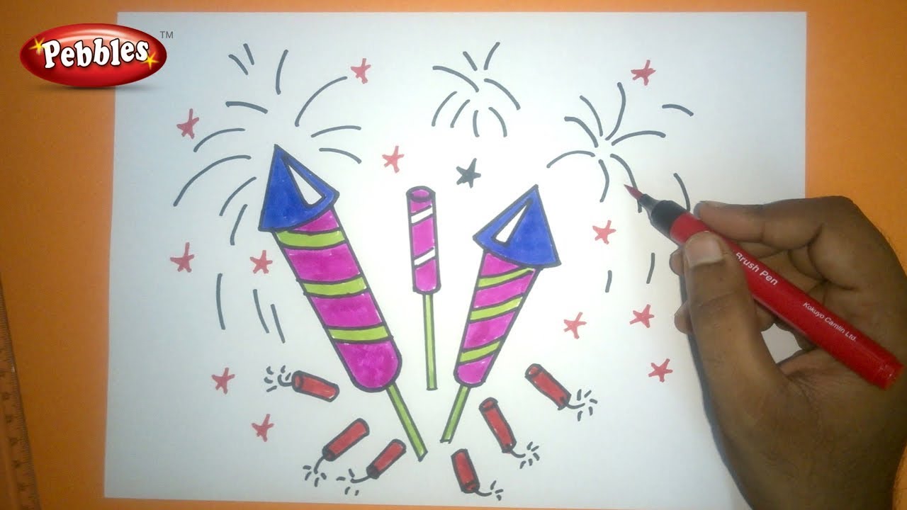 1280x720 how to draw diwali crackers drawing diwali drawing for kids - Crackers Drawing