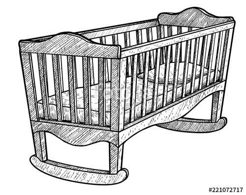 500x397 cradle illustration, drawing, engraving, ink, line art, vector - Cradle Drawing