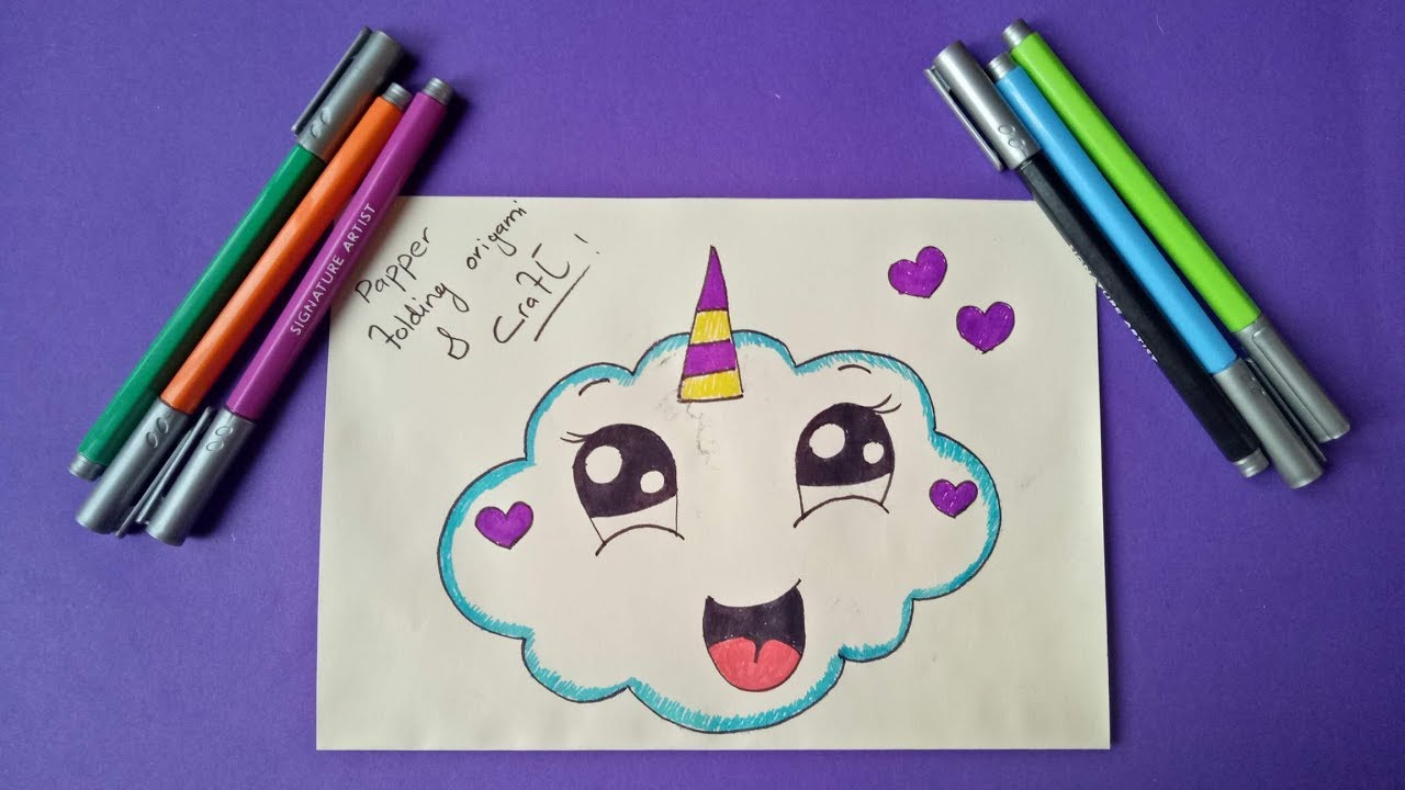 1280x720 How To Draw A Super Cute Cloud Emoji Unicorn - Craft Drawing Images