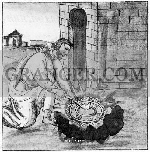 493x500 Image Of Aztec Goldsmith - Craftsman Drawing