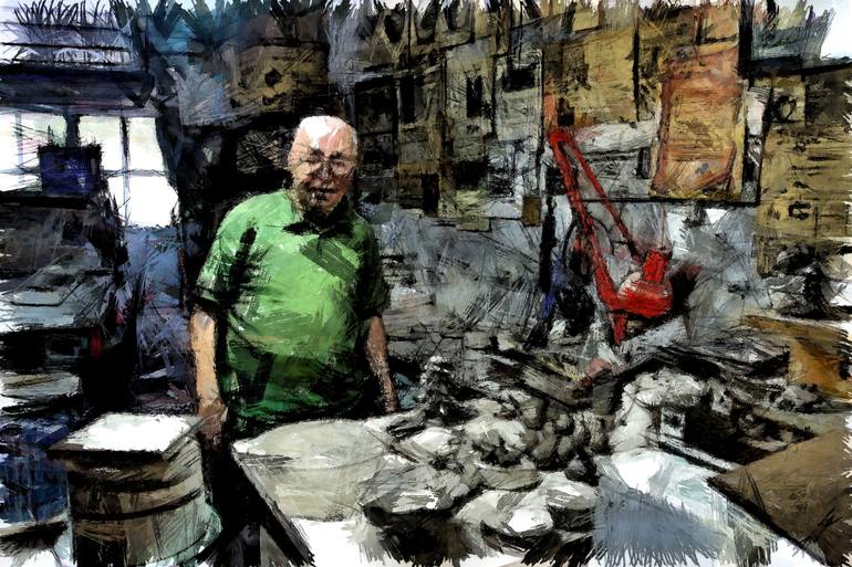 770x513 Old Craftsman Portrait In The Laboratory Drawing - Craftsman Drawing