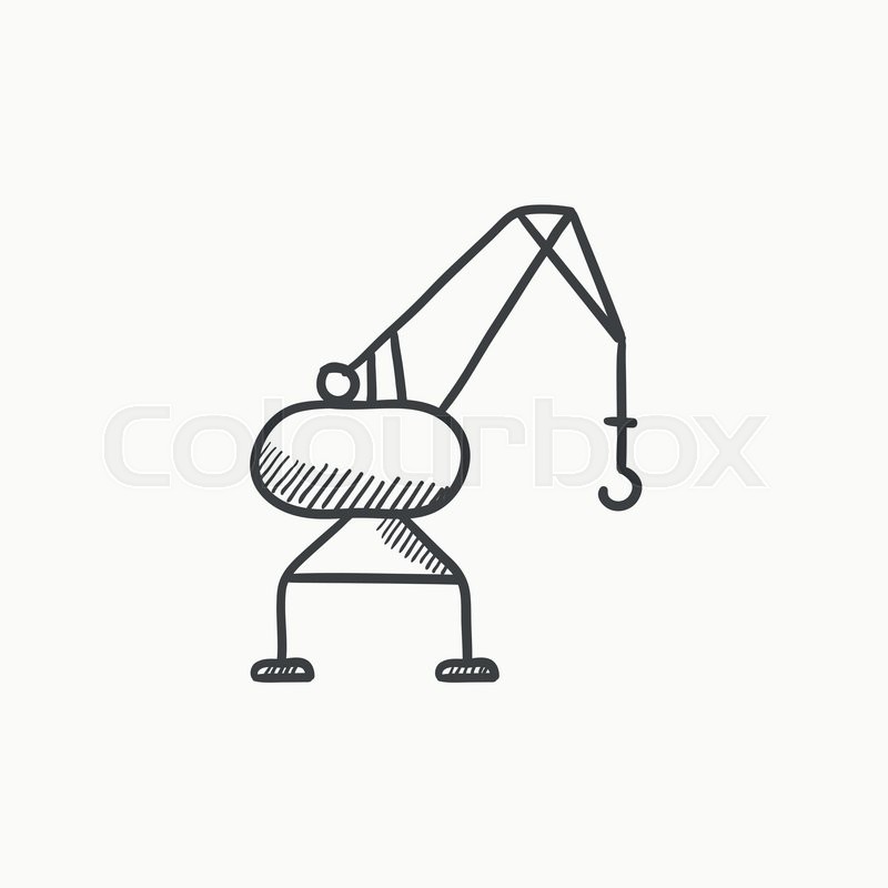 800x800 Harbor Crane Vector Sketch Icon Isolated On Background Hand Drawn - Crane Drawing