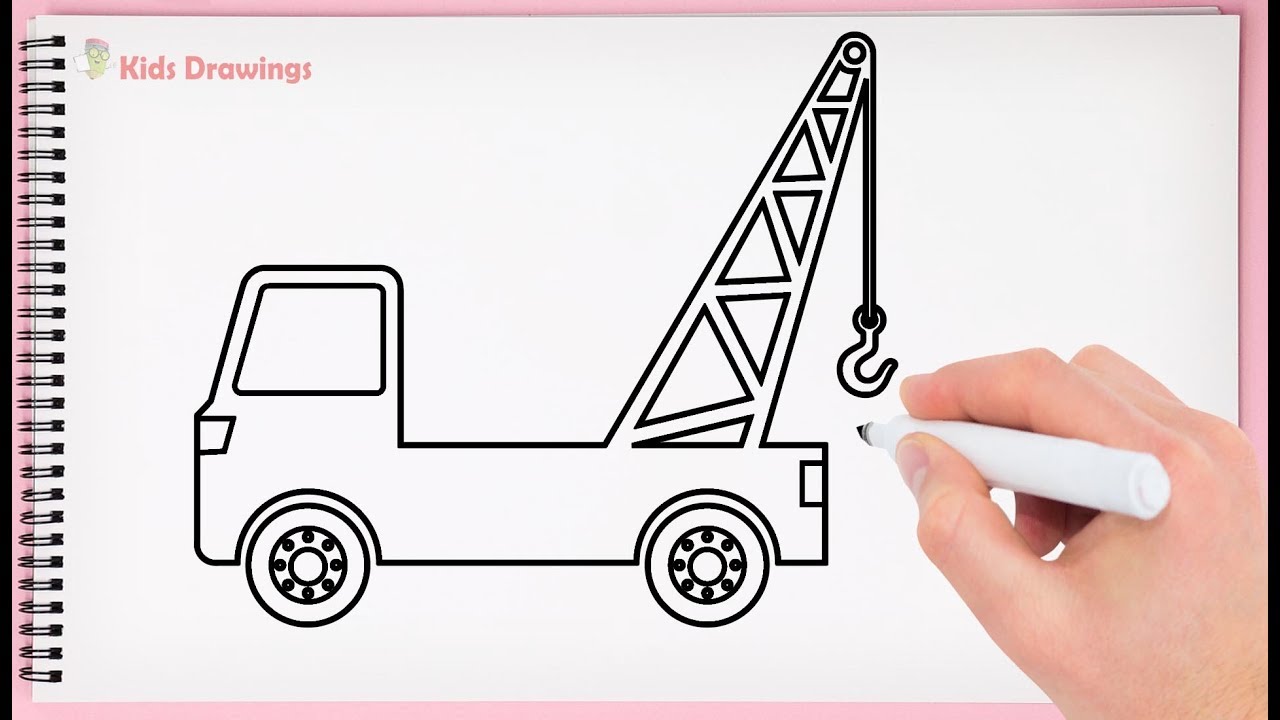 1280x720 how to draw crane for kids learning how to draw crane truck very - Crane Drawing