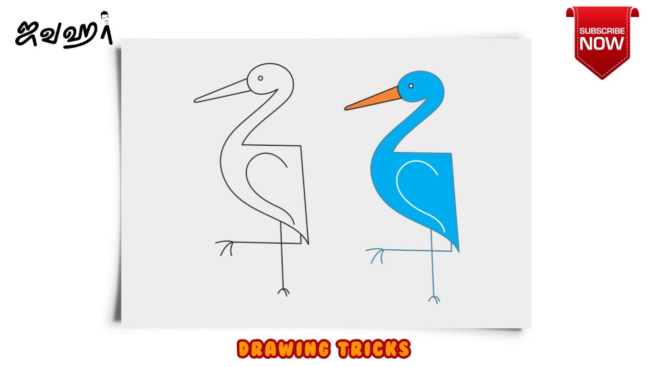 1280x720 How To Draw A Crane Bird Step - Crane Drawing