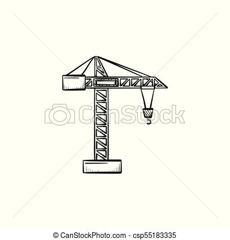 450x470 construction crane hand drawn sketch icon construction crane - Crane Drawing