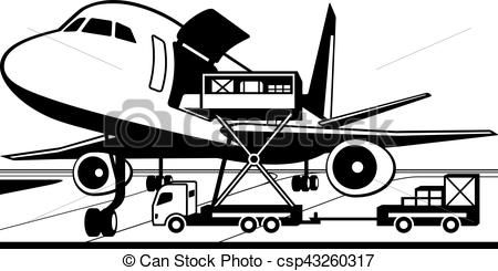 450x245 Crane Truck Loading Cargo Airplane - Crane Truck Drawing