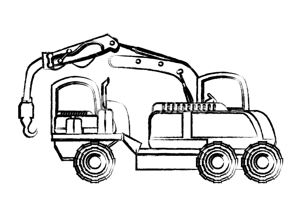 1000x719 Crane Truck Icon Over White Background, Vector Illustration - Crane Truck Drawing