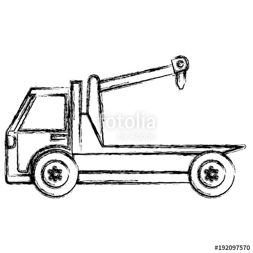 500x500 Crane Truck Service Icon Vector Illustration Design Stock Image - Crane Truck Drawing