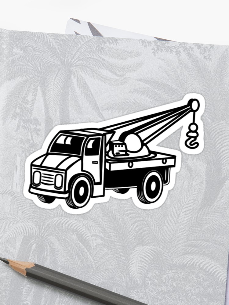 750x1000 car toy truck crane tow truck mounted crane truck sticker - Crane Truck Drawing