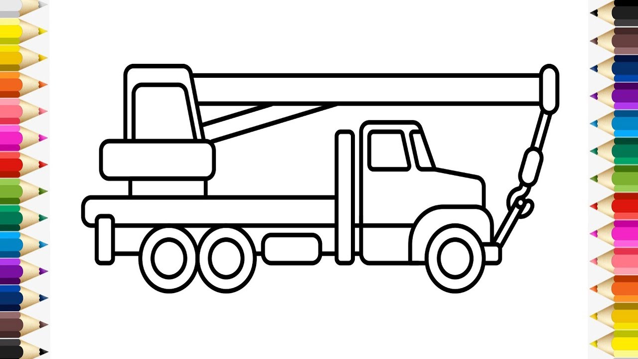 1280x720 coloring crane truck and how to draw crane truck learn colors - Crane Truck Drawing